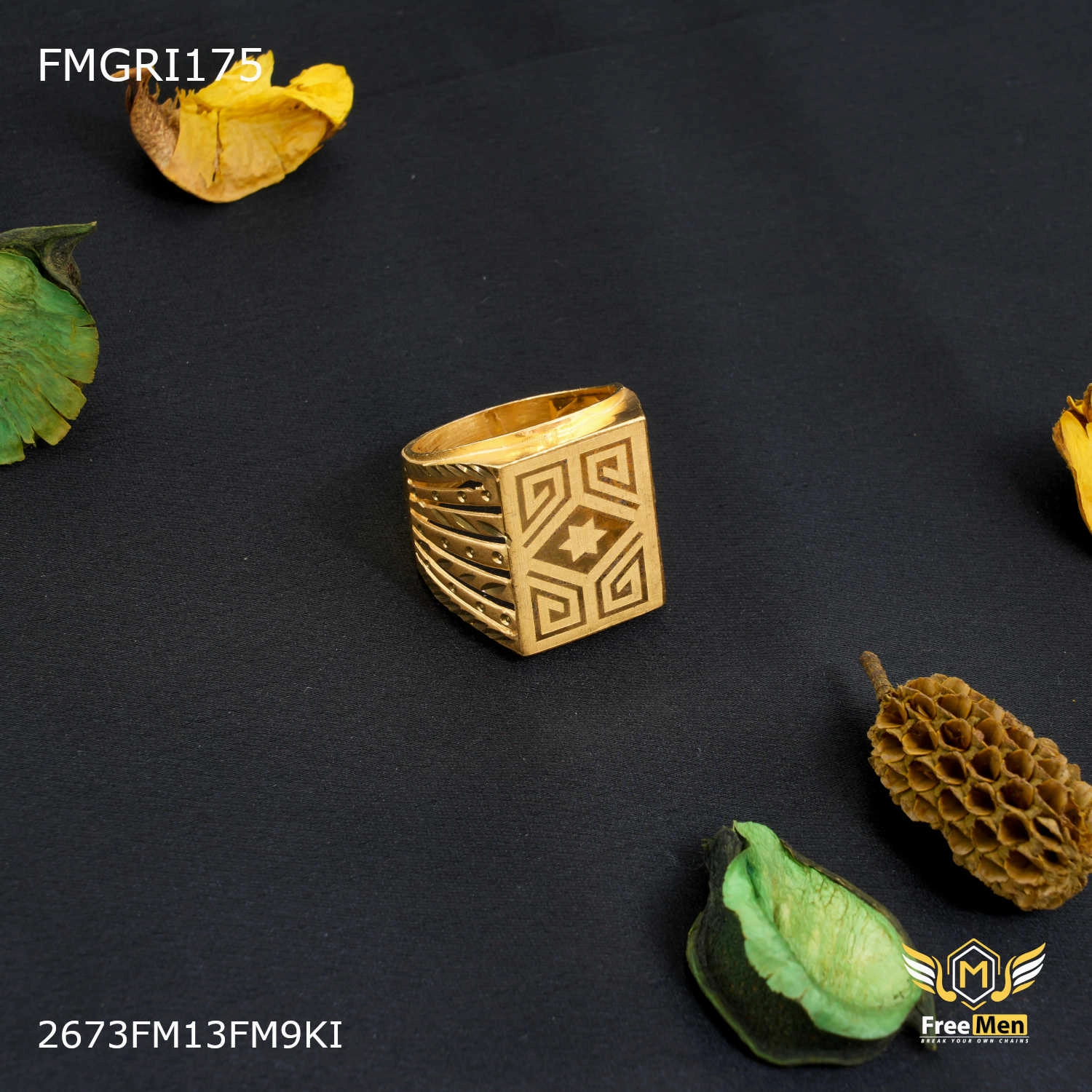 Geometric Gold Plated Ring for Men Designer Collection Shiny Jewels Glow Up Look