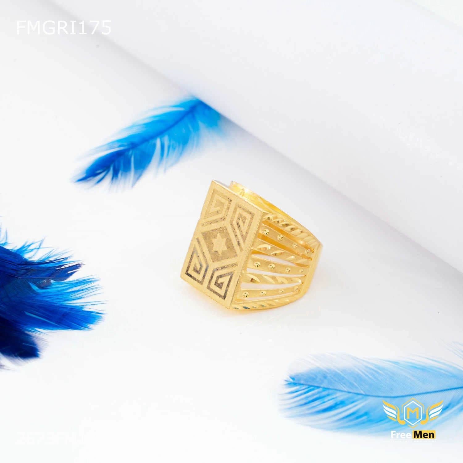 Special Occasion Geometric Gold Plated Ring for Men Designer Collection