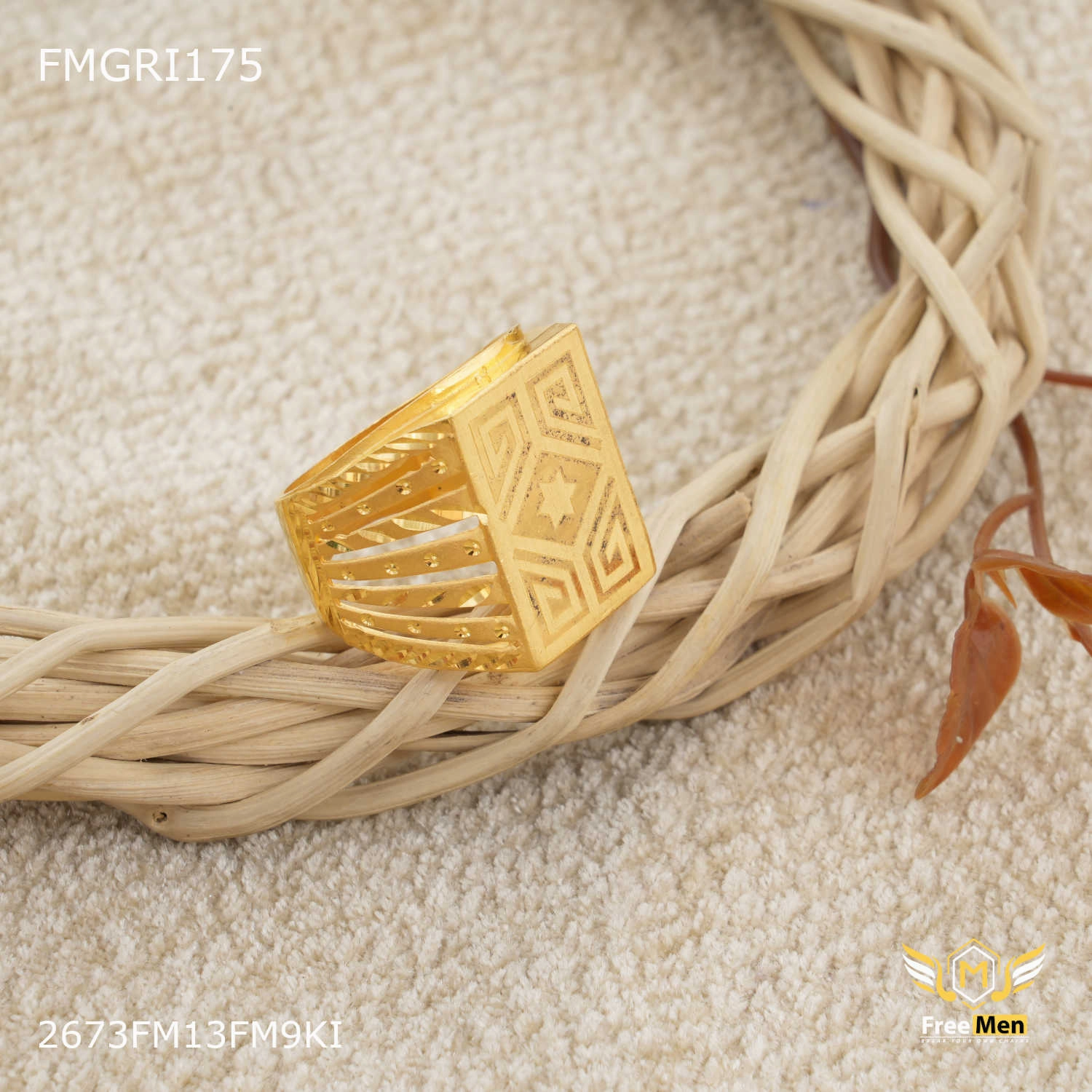 Geometric Gold Plated Ring for Men Designer Collection Impeccable Finish