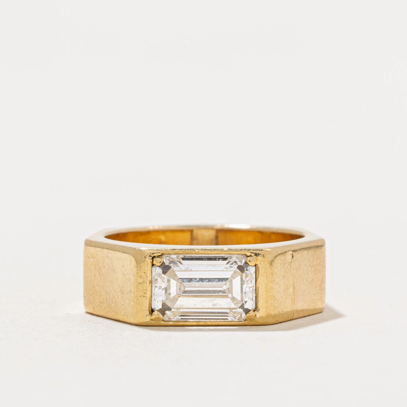 Smooth Surface Instant Match Emerald Cut Diamond Heptagon Shaped Ring | 1.05ct VS1 G/H | SZ 4.25 |