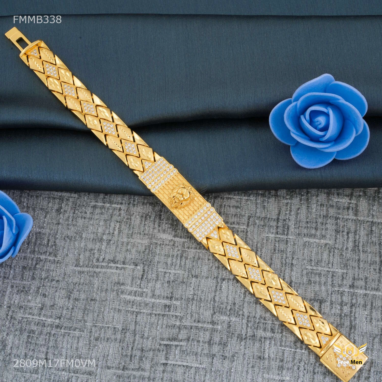 Lion face with Dimond Box Bracelet For Men - FMMB338 Impeccable Detail Trend Setter