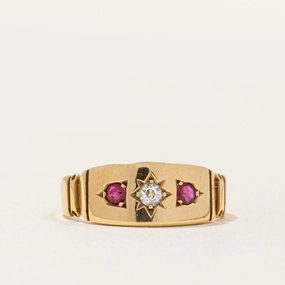 1894 Birmingham Ruby & Diamond Ring | 0.12ctw, 0.06ct | SZ 6.5 | Radiant Accessories