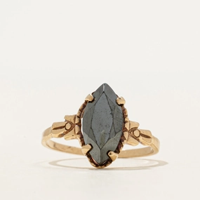 Hematite Textured Navette Ring | 1.60ct | SZ 5.75 Seasonal Style Holiday Ready