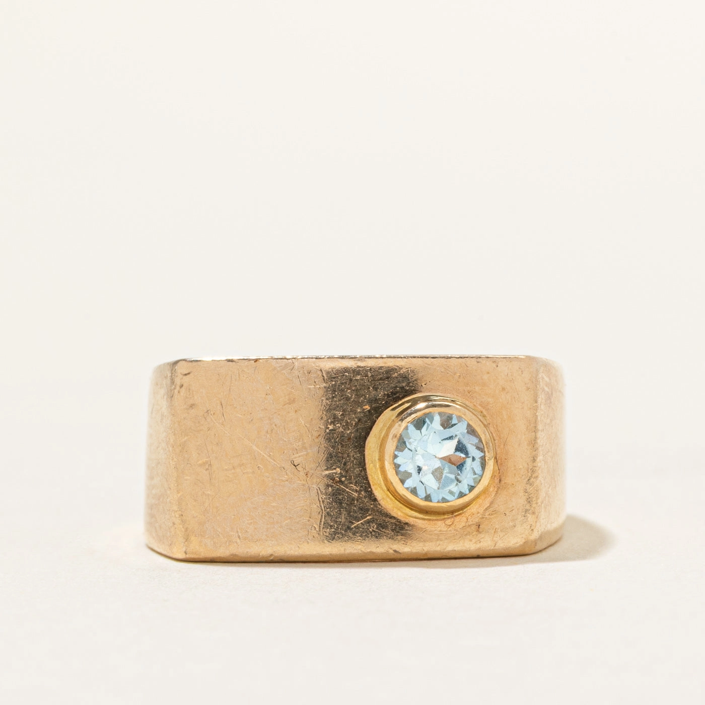 Elegant Gifts Bezel Set Blue Topaz Chunky Soft Square Band | 0.30ct | SZ 6.75