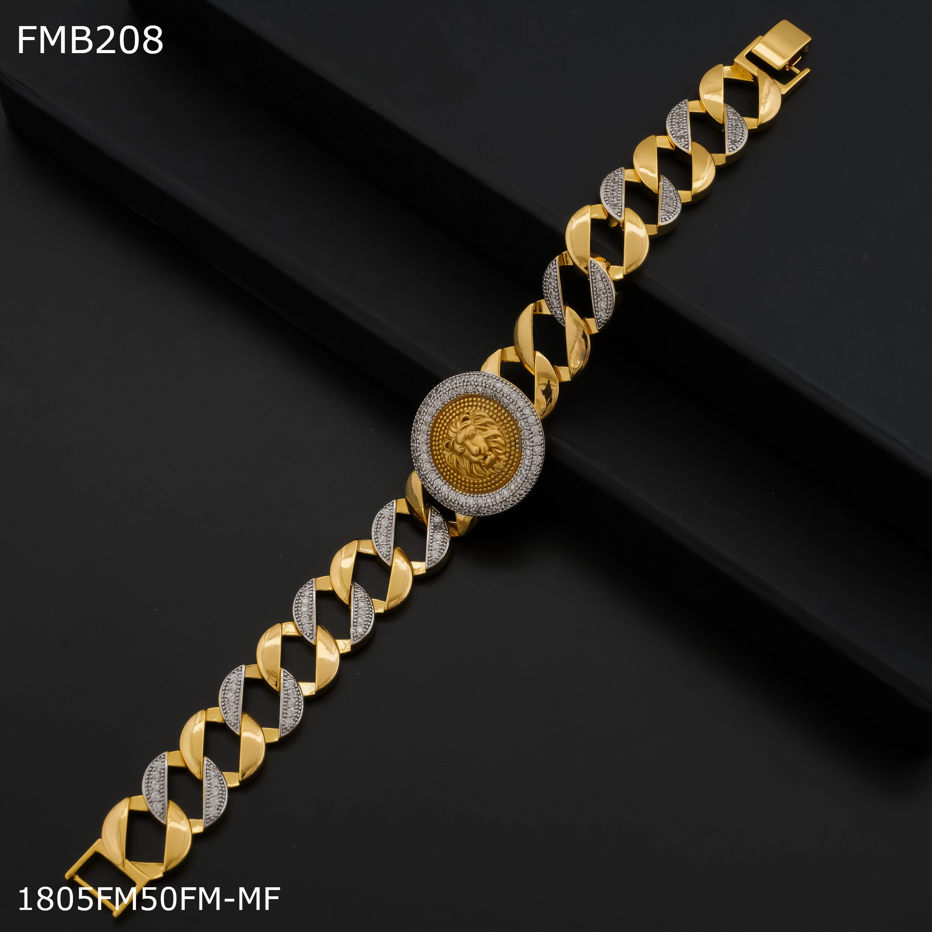 Freemen Lion ad goldne Bracelet For Men - FMB208 Elegant Shape