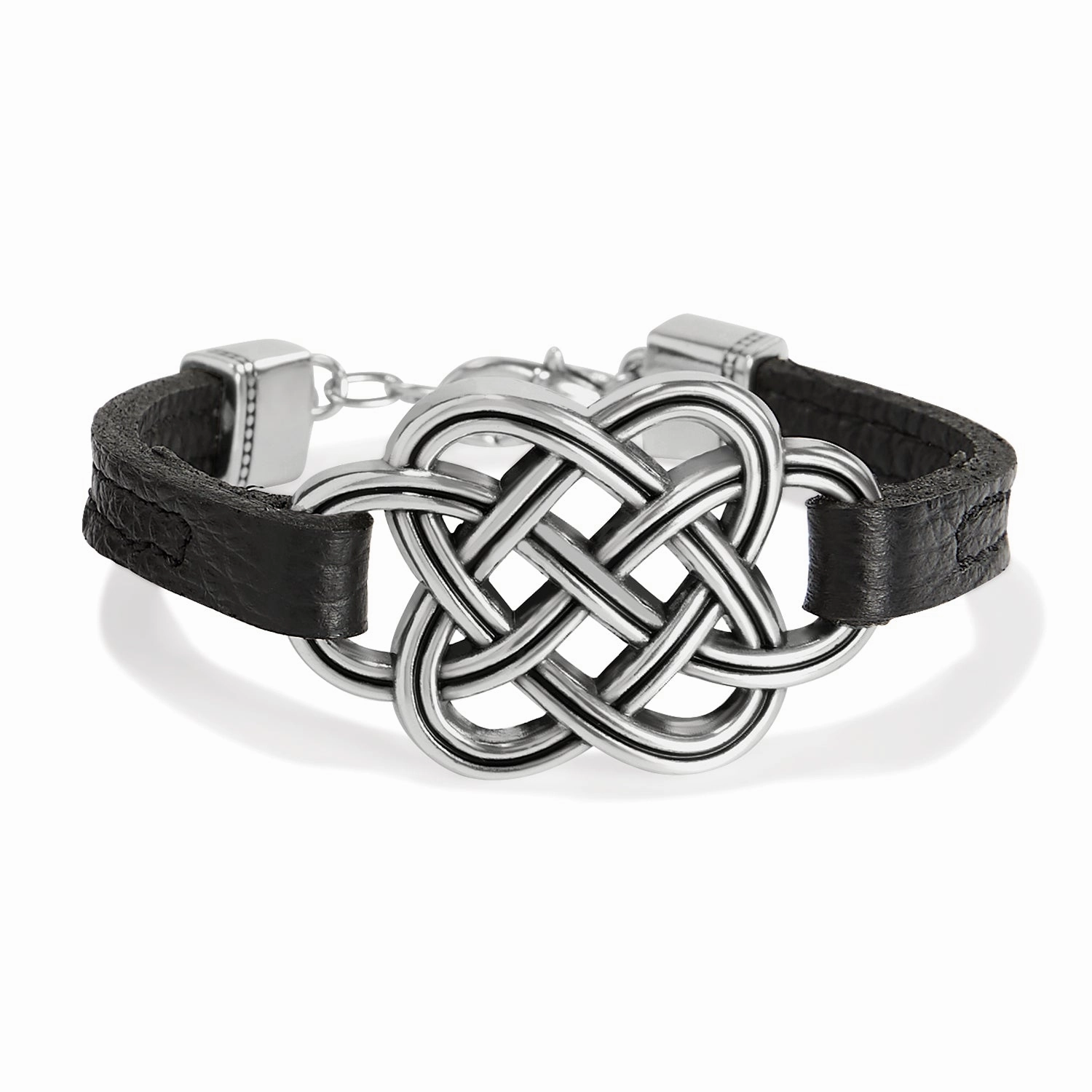 Classic Glimmer Brighton Interlok Trellis Leather Bracelet, Black