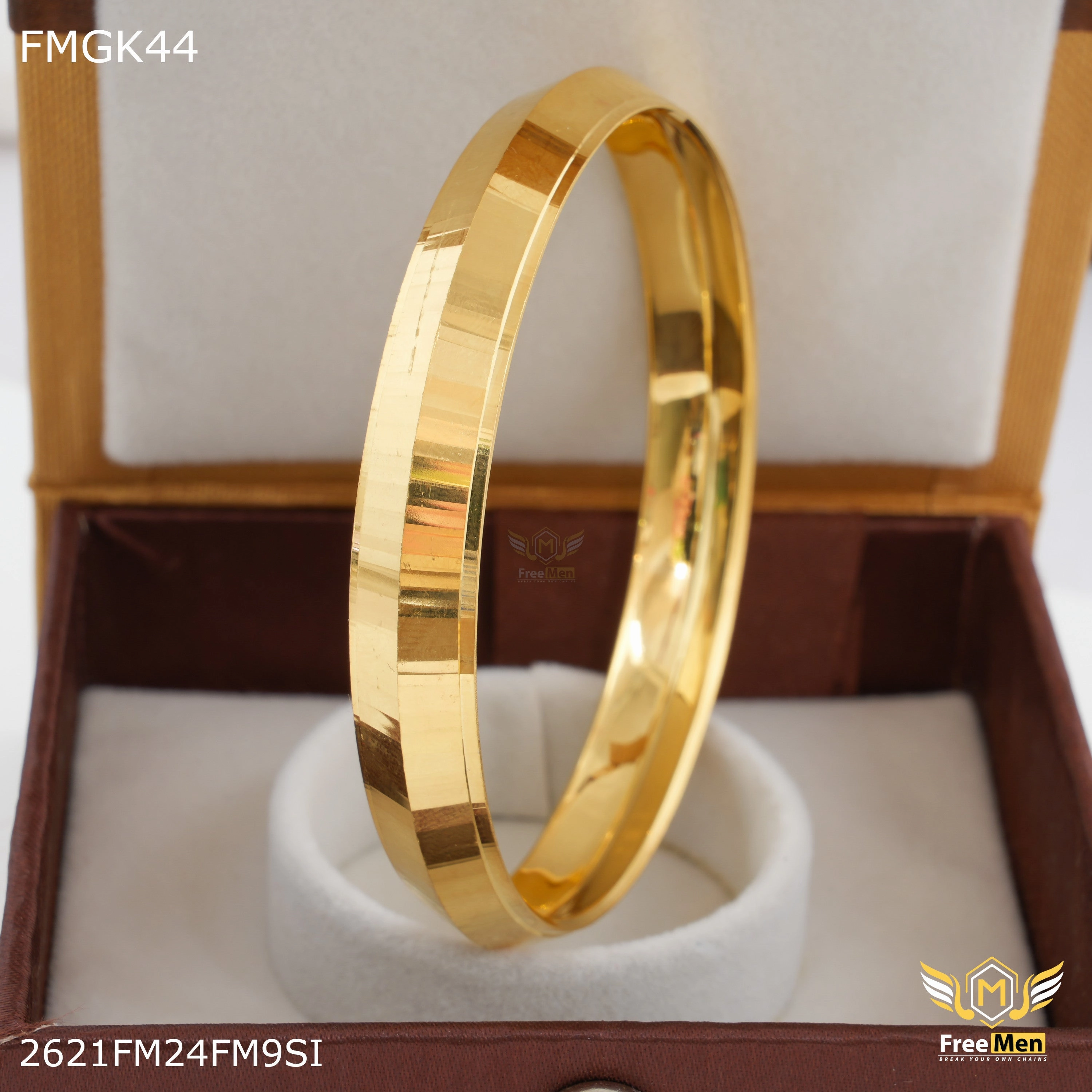 FreeMen Shining Plane gold plated kada for Men FMGK44 Glamorous look