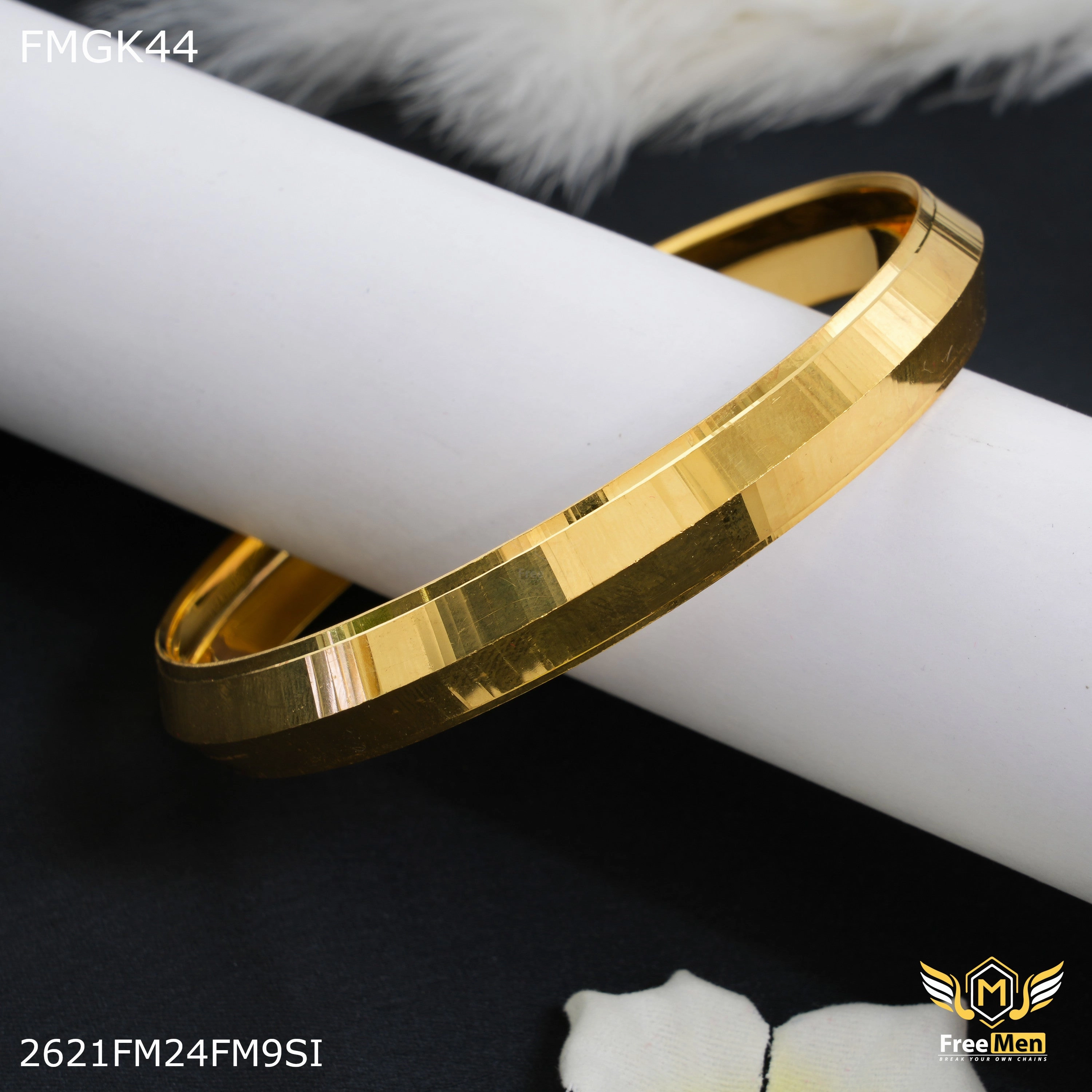 Creative Touch FreeMen Shining Plane gold plated kada for Men FMGK44