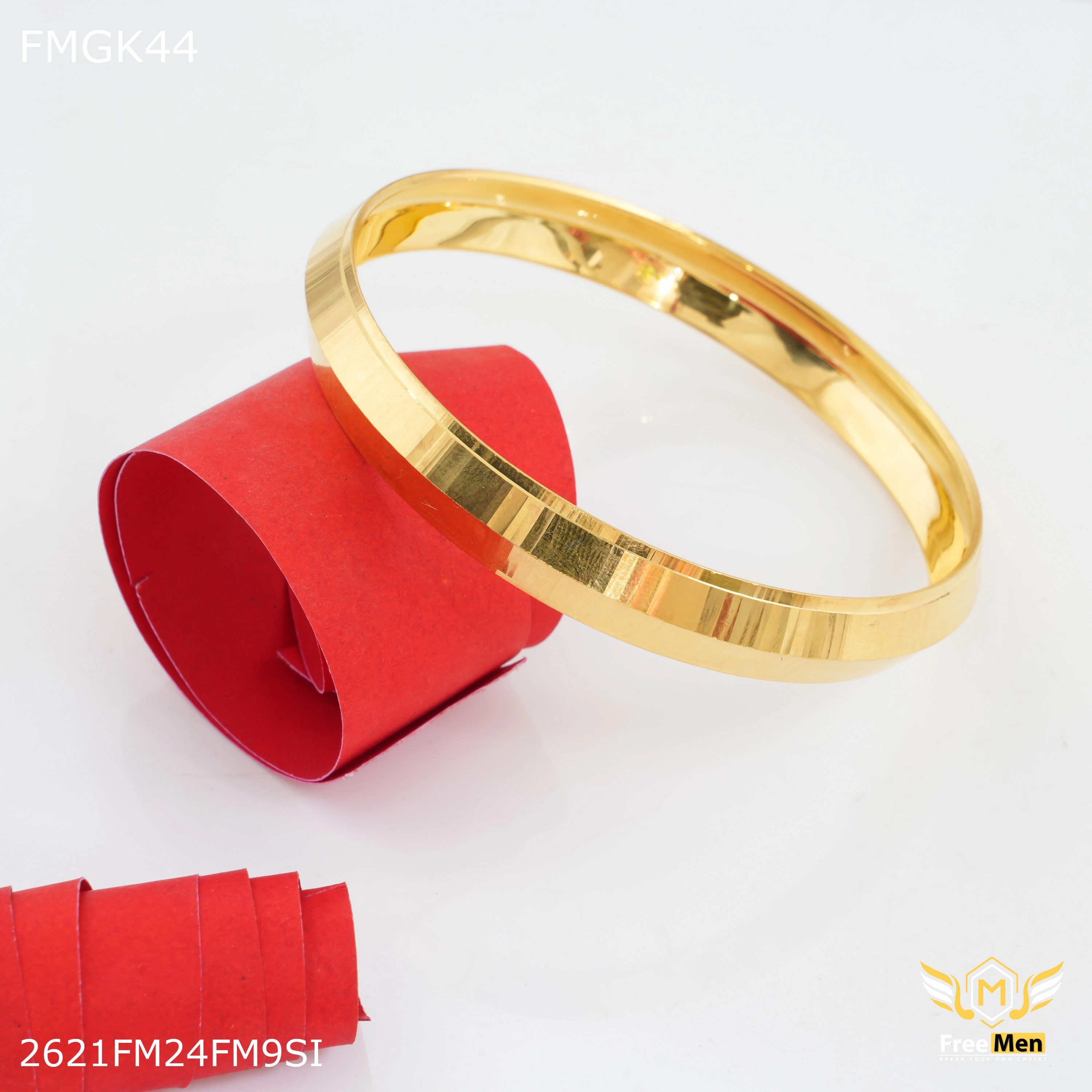 Elegant Pairing Exquisite Jewelry FreeMen Shining Plane gold plated kada for Men FMGK44