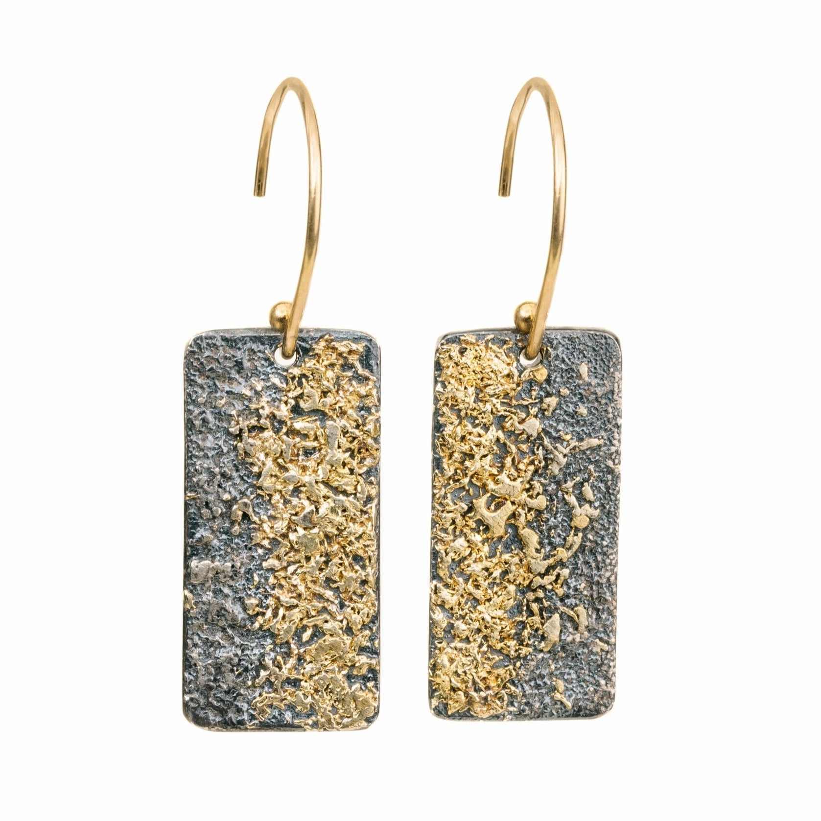 Beautiful finish City Block Earrings - 18k Gold Fused with Oxidized Silver