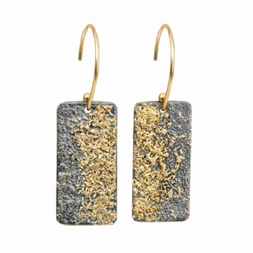 Beautiful finish City Block Earrings - 18k Gold Fused with Oxidized Silver