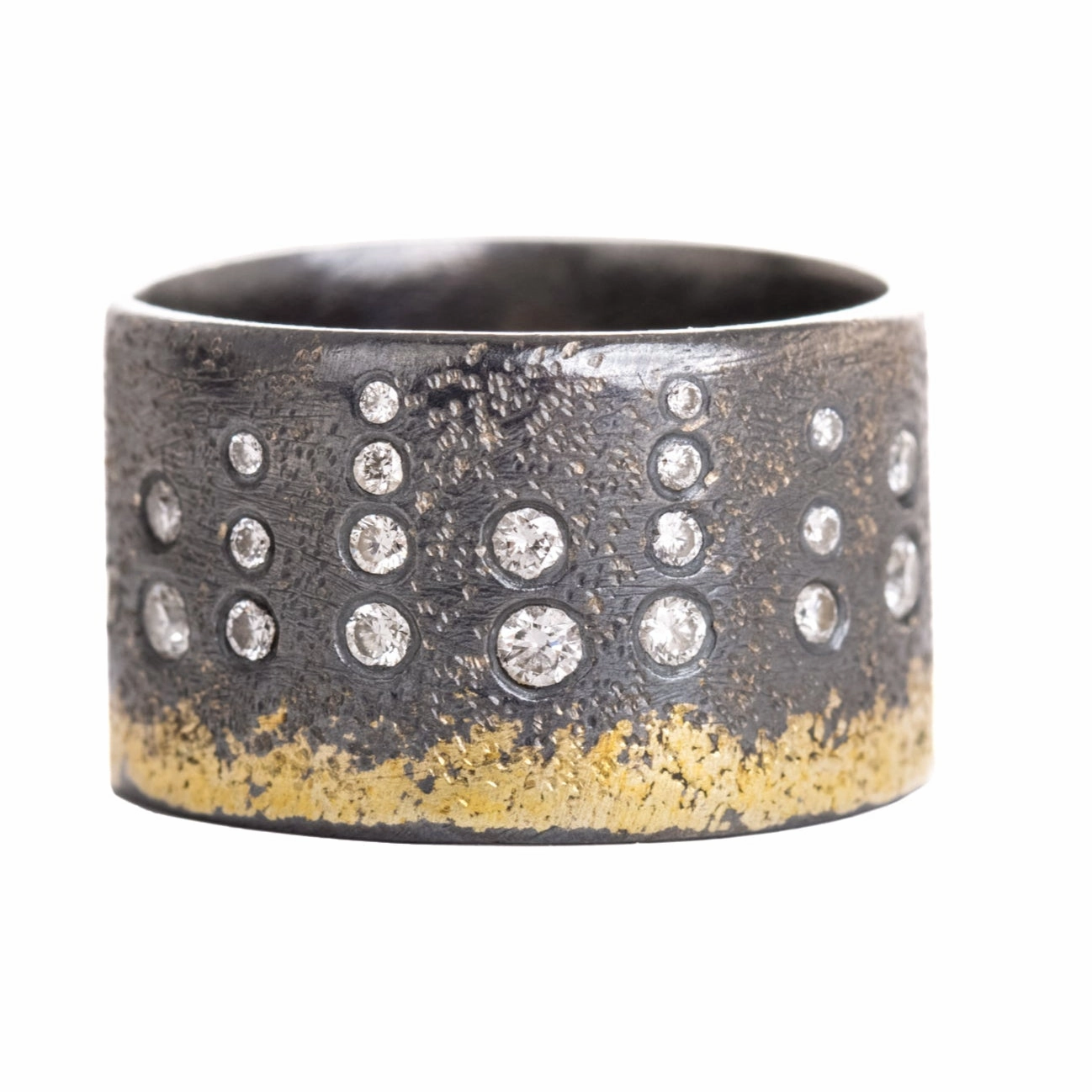 City Lights Band (Diamonds Half Way Around ) - 22ky, Oxidized Silver   VS Diamonds Versatile Fit Gift For Him