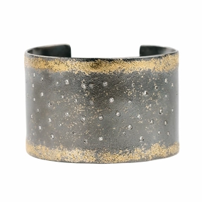 City Lights Cuff - 22k Gold, Oxidized Silver   Reclaimed Diamonds Work Outfit Evening Wear