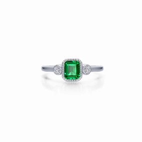 Lafonn Bezel-Set Birthstone Ring - May Luxury Contour Bold Edge