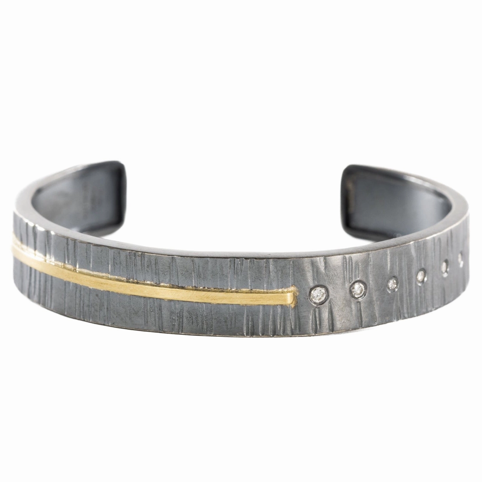 Classic Aspen Cuff - 18k gold, Oxidized Silver   Reclaimed Diamonds Perfect Layer Shine Moment