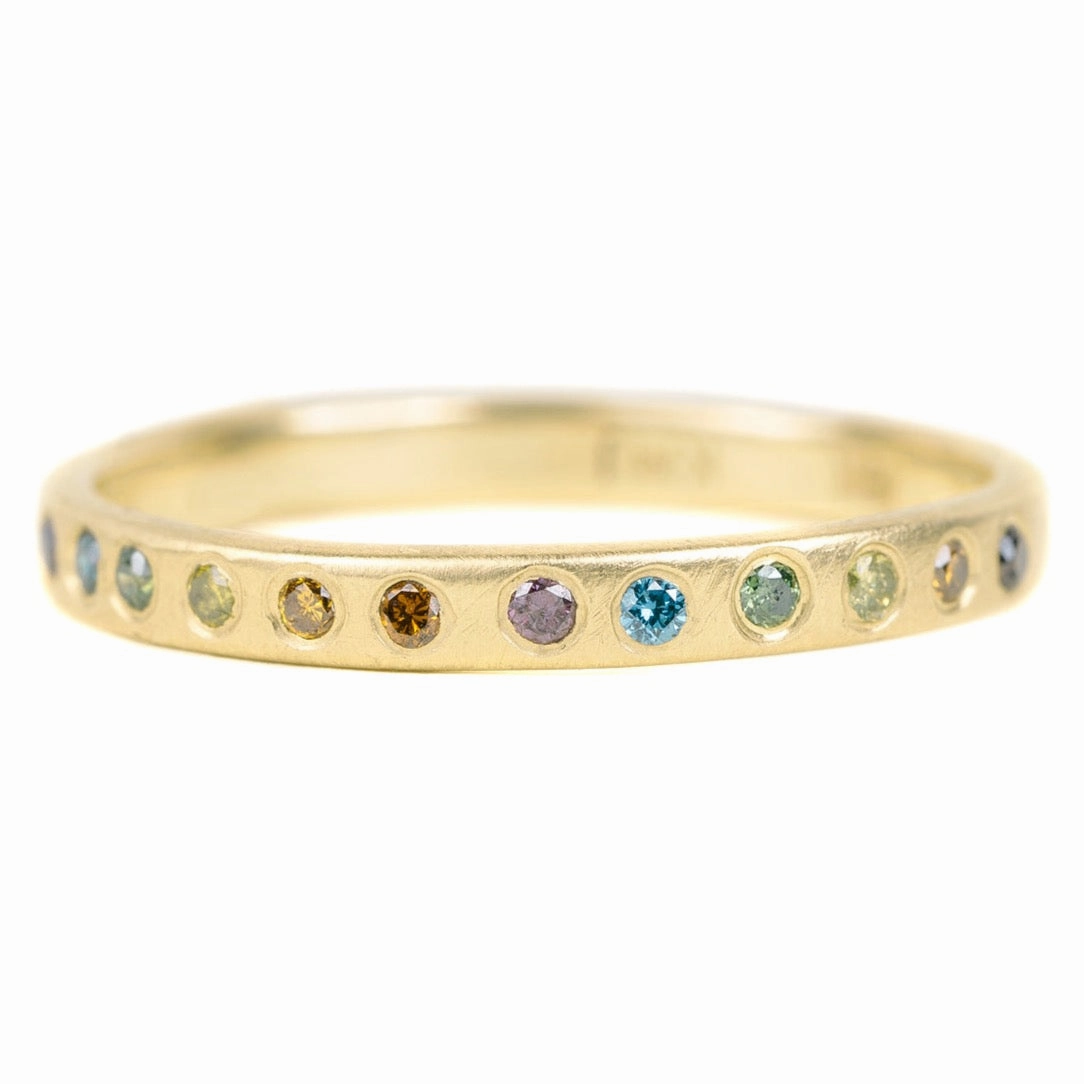 Refined Sparkle Everyday Diamond Band - 18ky Gold   Colored Diamonds