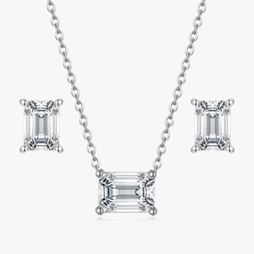 Stylish Object Stylish Trinket Classic Emerald Cut CZ Set in Sterling Silver