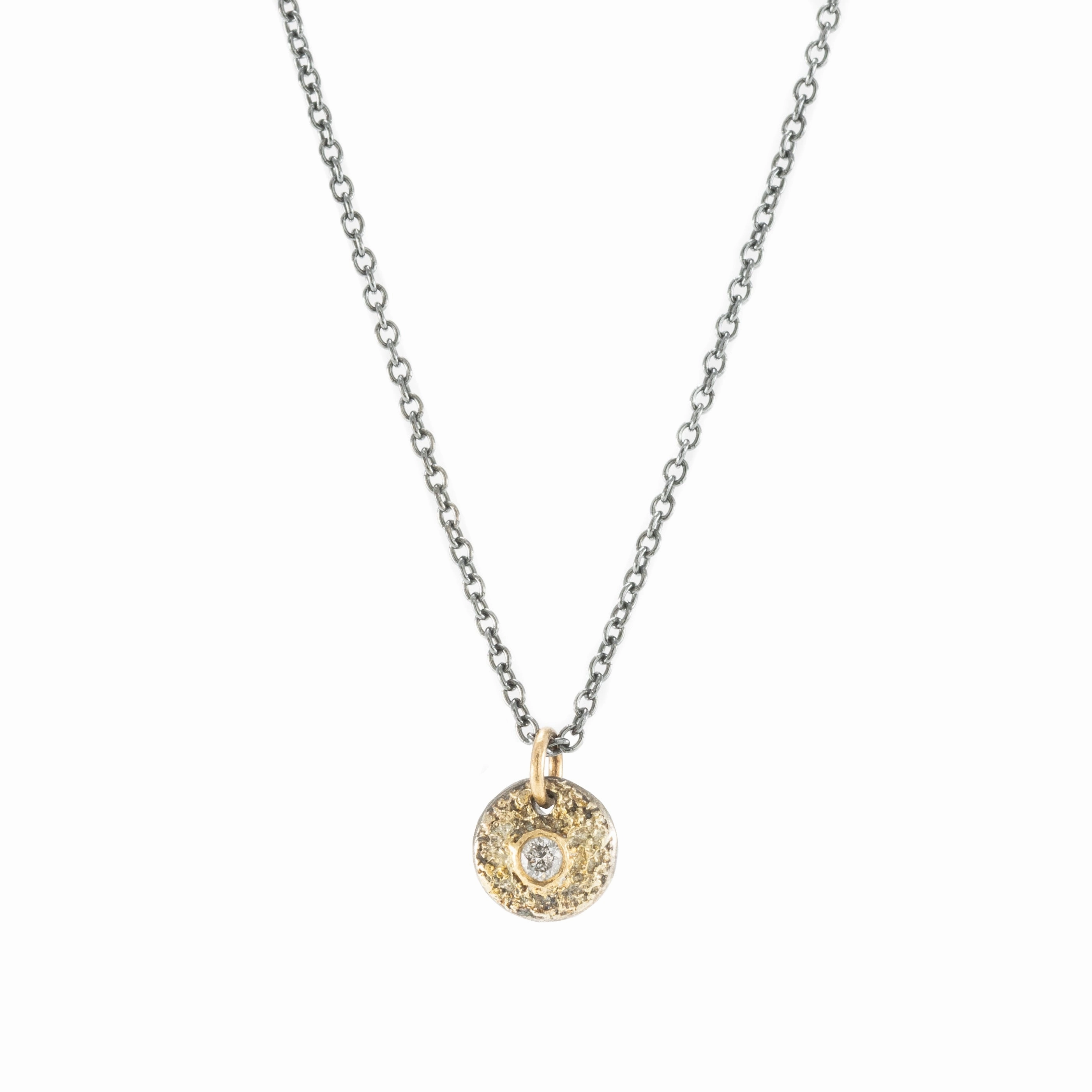 Personal Touch Refined Quality Tricia Necklace on Oxidized Silver Chain - 22k/18k/14k Gold, Oxidized Silver   VS White Diamond