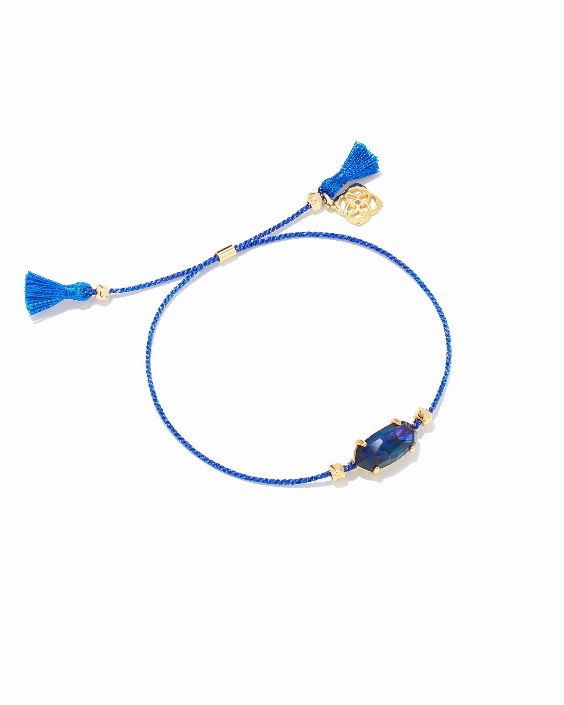 Kendra Scott Everlyne Cord Friendship Bracelet, Blue, Gold Navy Abalone Glossy Touch Refined Piece