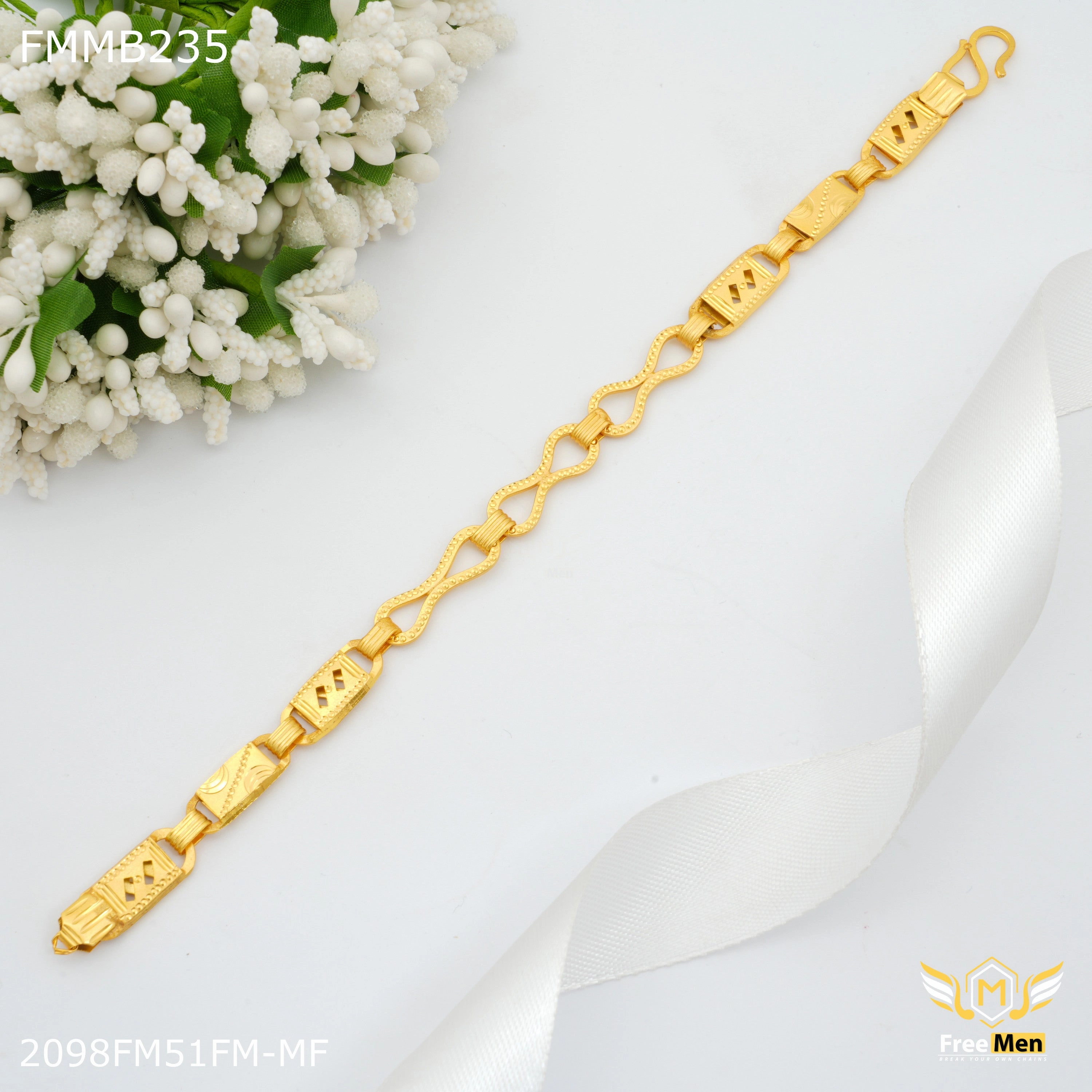 Freemen One by One Designer Nawabi goldne Bracelet For Men - FMMB235 Romantic Feature Luxury Fashion