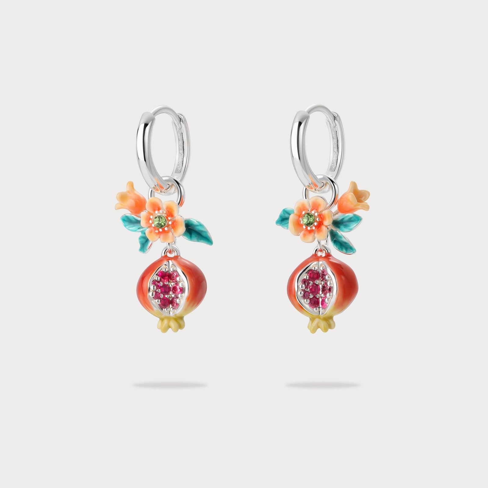 Formal Item Sliver Pomegranate Flower Earrings