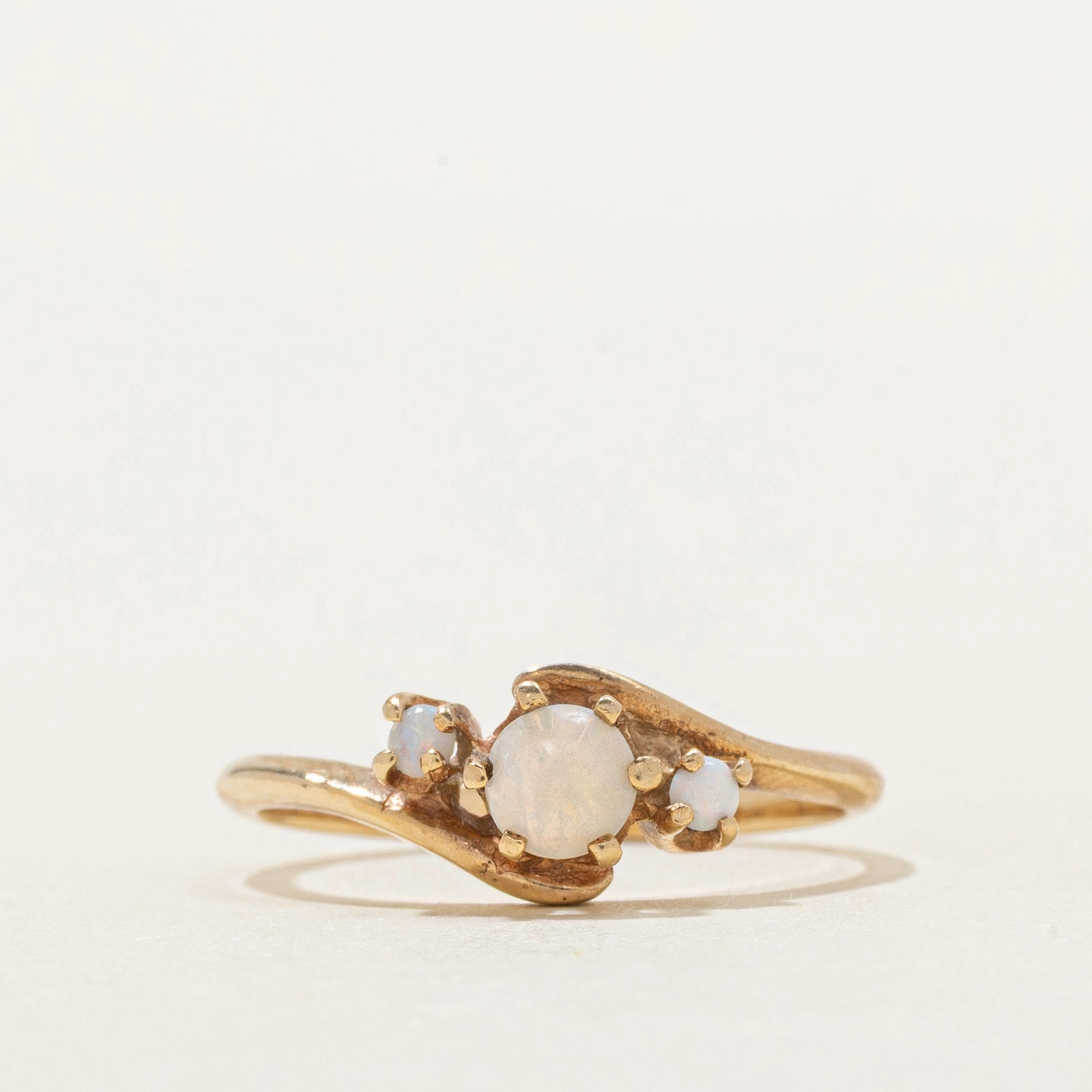 Shiny Gifts Delicate Style Three Stone Opal Bypass Ring | 0.13ctw | SZ 5.25