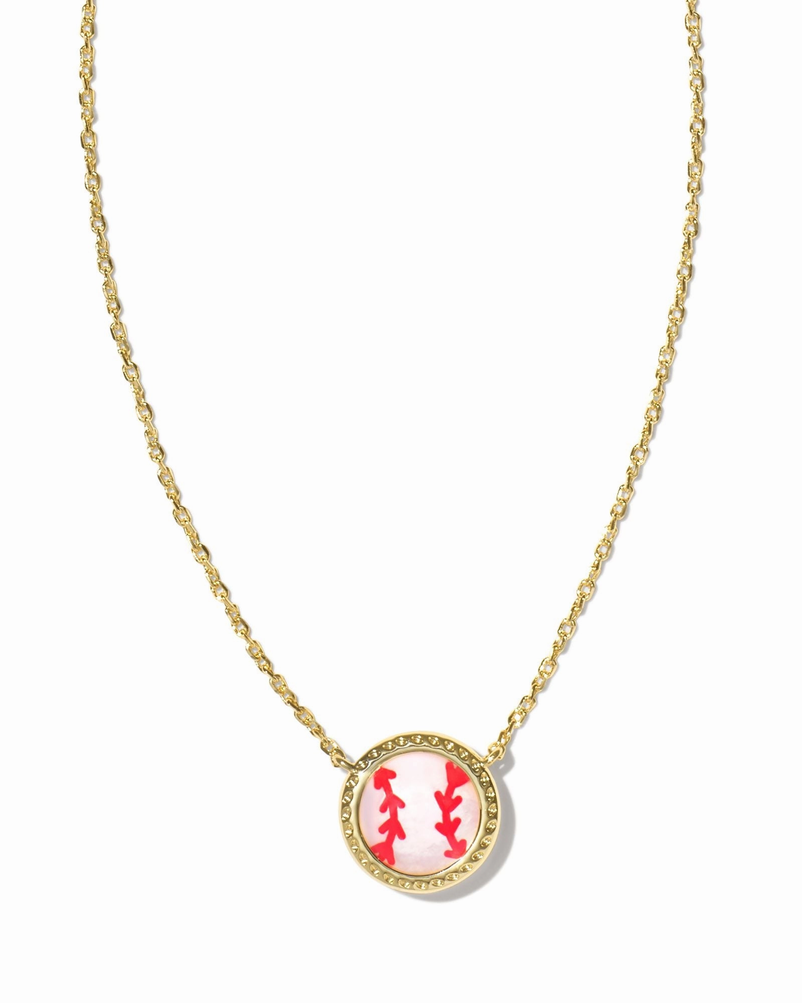 Dazzling Look unique touch Kendra Scott Baseball Gold Short Pendant Necklace in Ivory Mother-of-Pearl