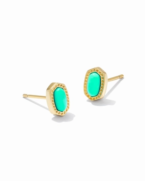 Kendra Scott Mini Ellie Gold Stud Earrings in Mint Magnesite Pretty Accent