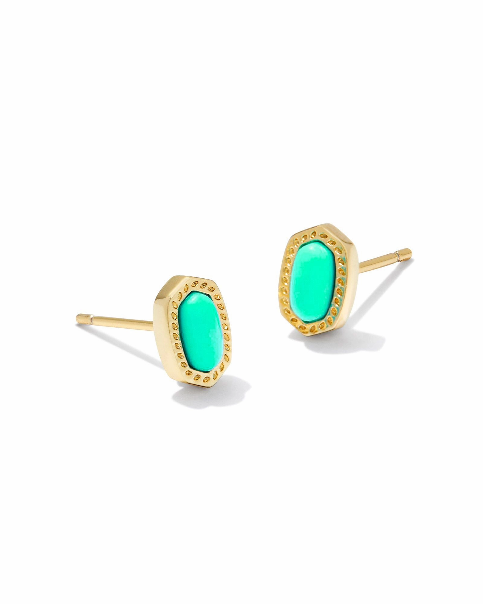 Kendra Scott Mini Ellie Gold Stud Earrings in Mint Magnesite Pretty Accent