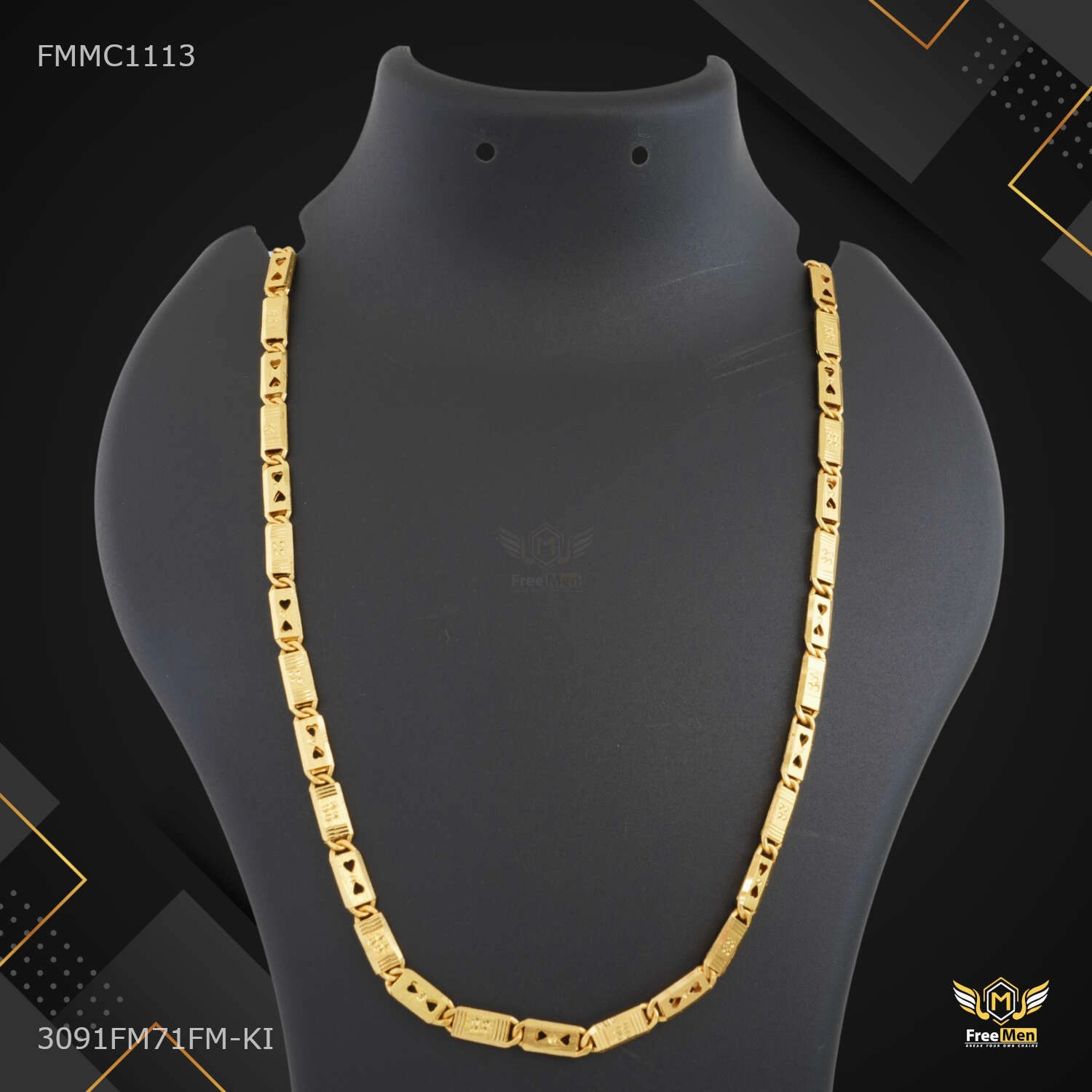 One by One Dual Heart Nawabi Chain for Man - FMMC1113 Impressive Craft Exclusive Look