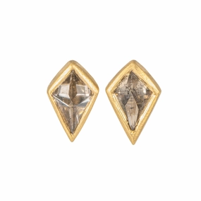 Cognac Rose Cut Kite Studs - 18ky   Reclaimed Diamonds Boho Mood