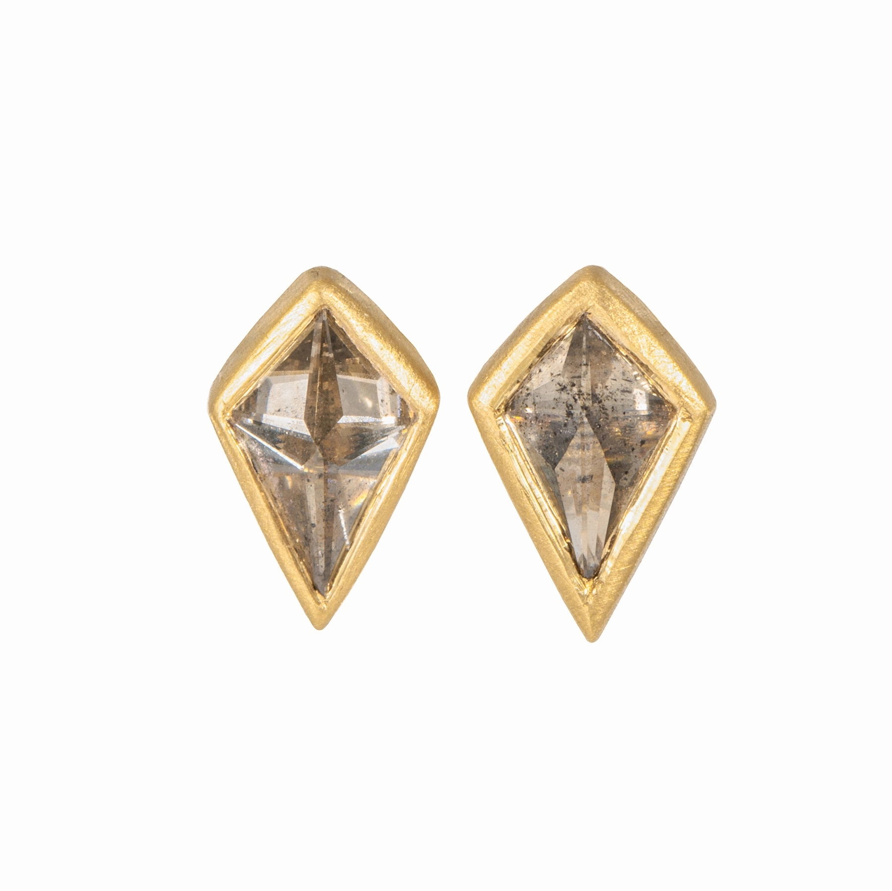 Cognac Rose Cut Kite Studs - 18ky   Reclaimed Diamonds Boho Mood