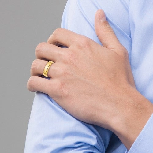 Fantastic Piece Comfort Fit 14K Yellow Gold 6mm 7mm 8mm Men's Women's Wedding Band Ring Sizes Thumb Midi Stacking Cigar Band Engraved Free