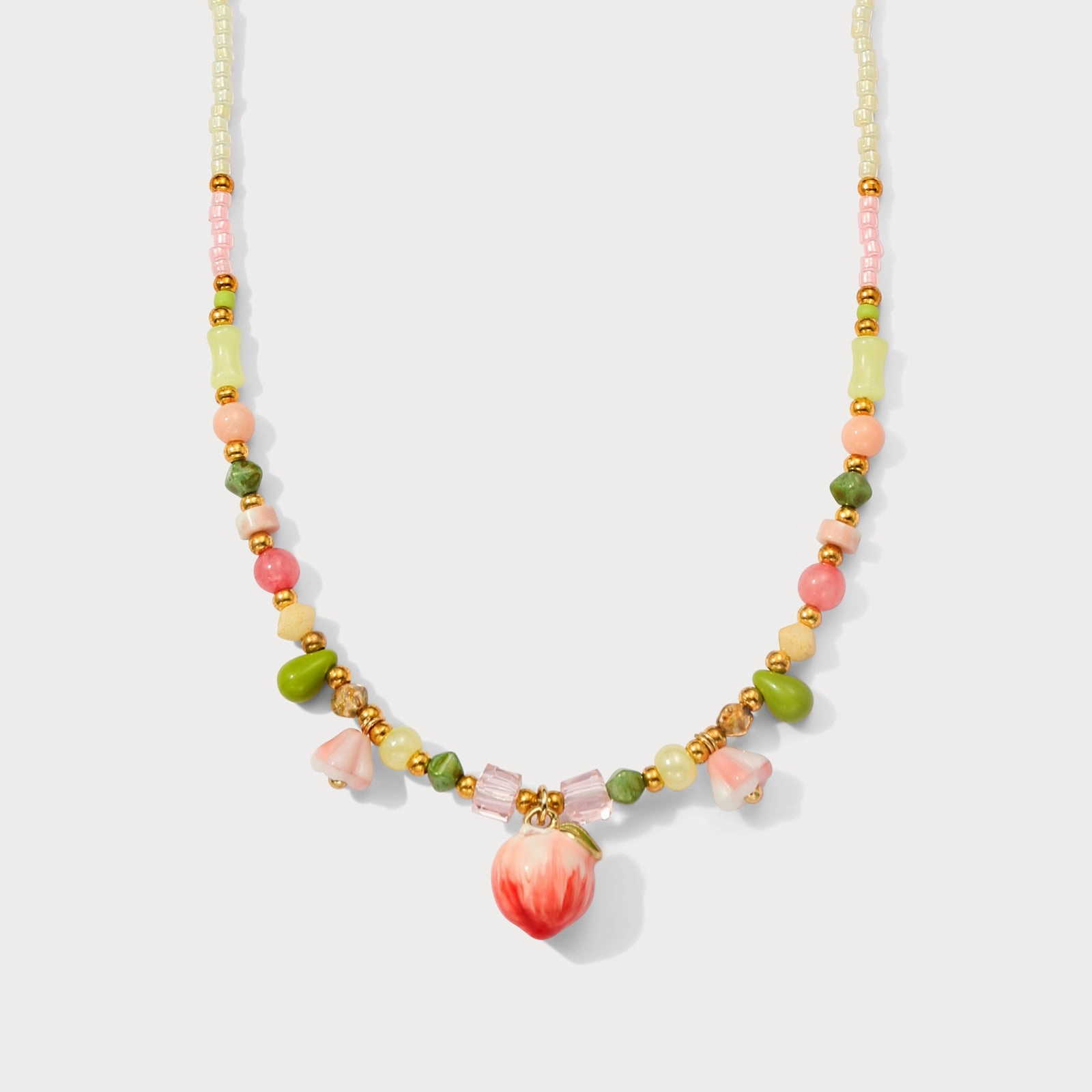 Peach Beaded Necklace Seasonal Style Night Out