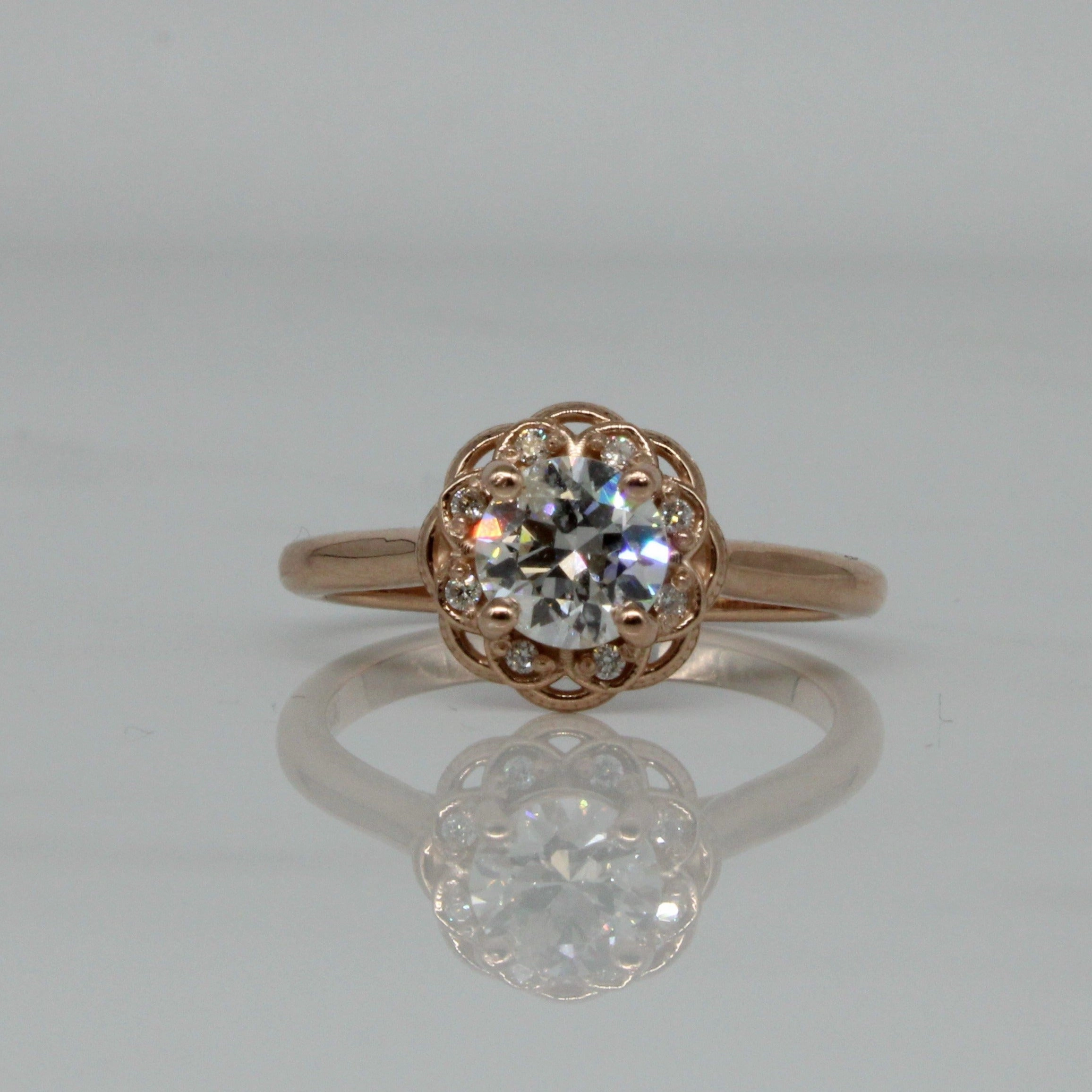 Bespoke' Filigree Halo Engagement Ring | 0.86ctw | SZ 7 | Minimalist Touch Romantic Spark