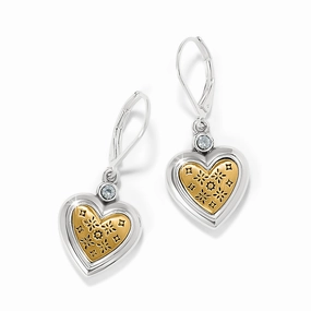 Casual Pair Contemporary Feature Brighton Mosaic Heart Two Tone Leverback Earrings