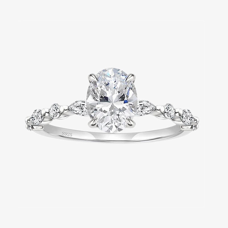 Affordable Item 3CT Oval Cut Cubic Zirconia Promise Ring in Sterling Silver