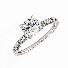 Sturdy Work Modern Detail Straight Shank Diamond Semi-Mount Engagement Ring