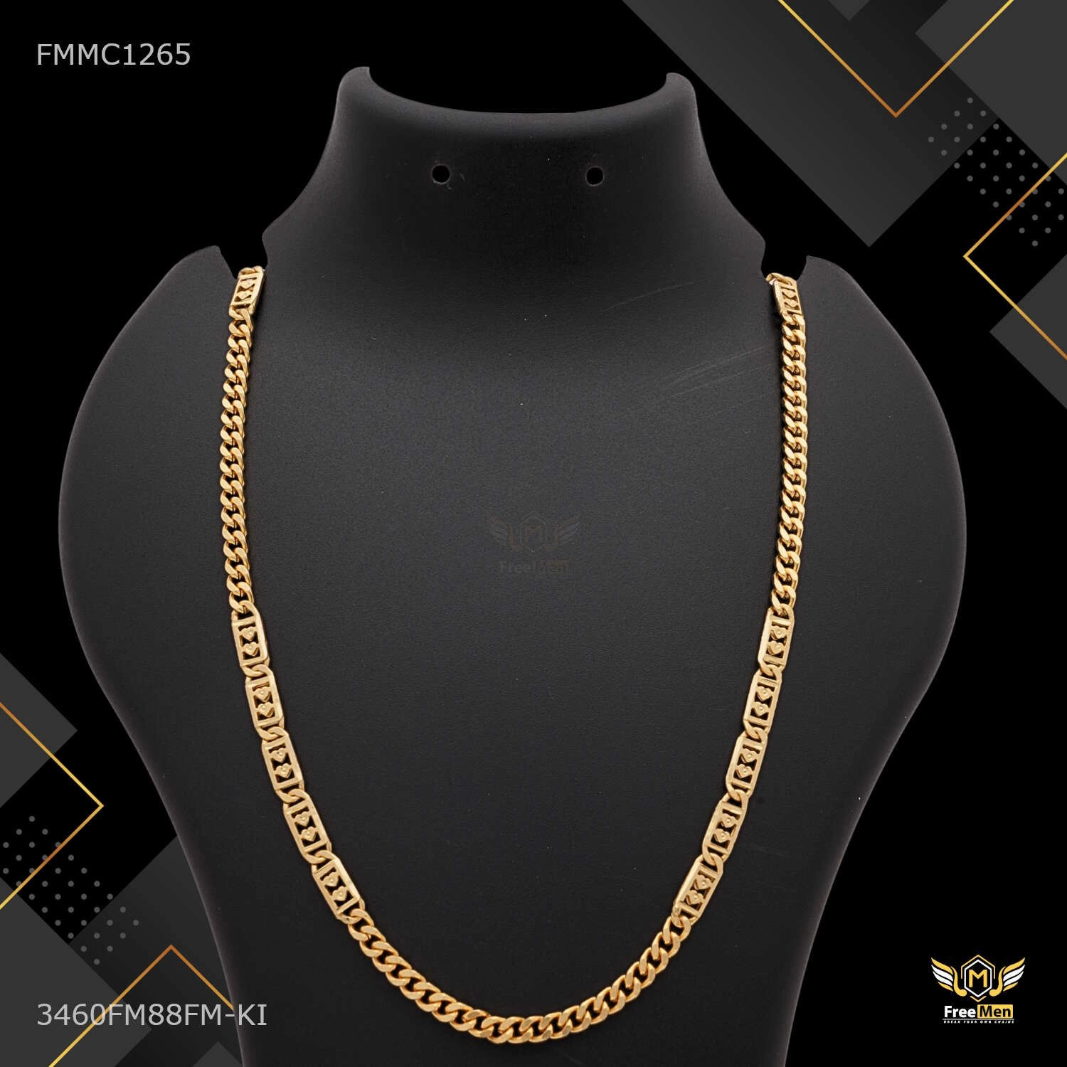 Graceful Sparkle Heart Nawabi Mini Ring to Ring  Chain for Man - FMMC1265