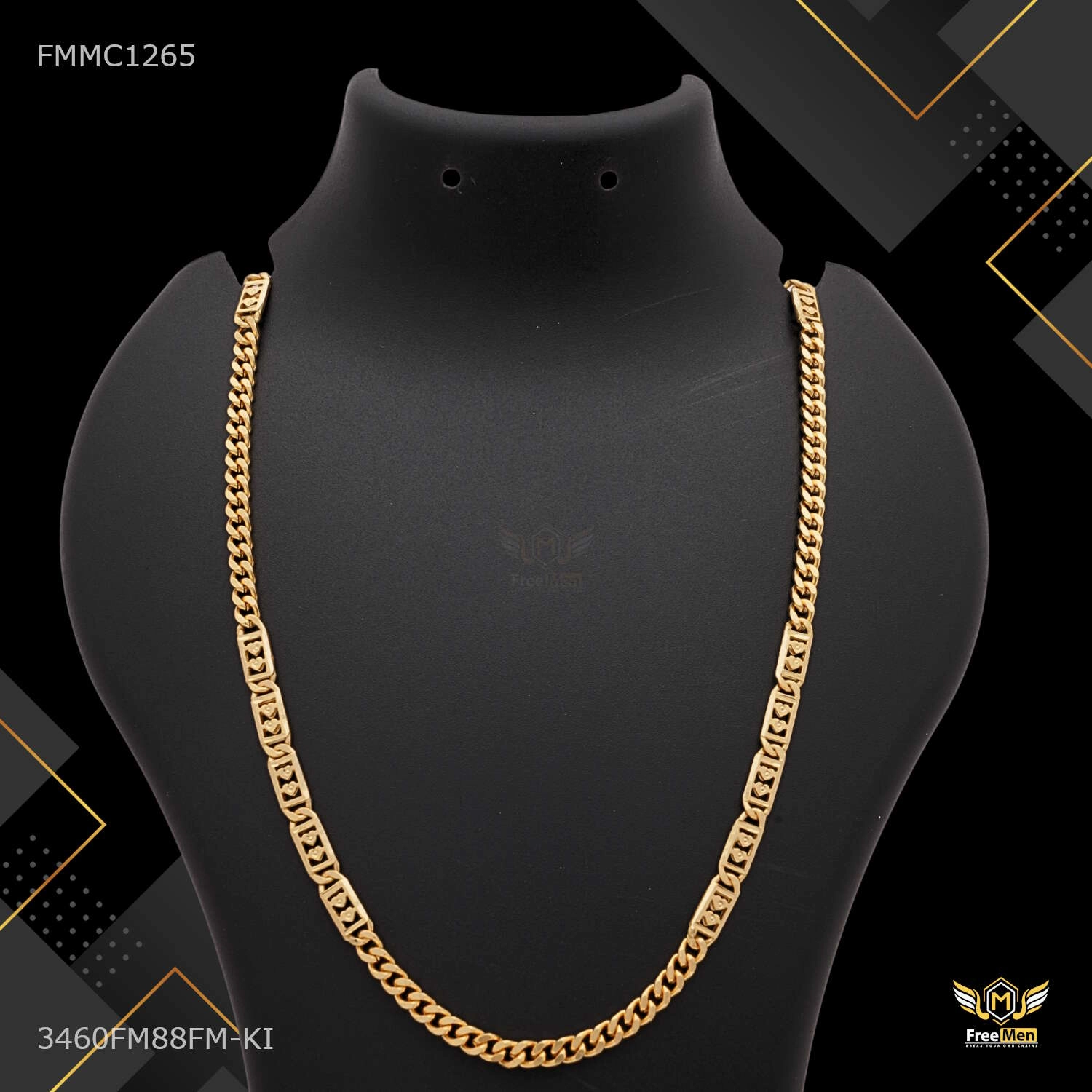 Glam Day Weekend Detail Heart Nawabi Mini Ring to Ring  Chain for Man - FMMC1265