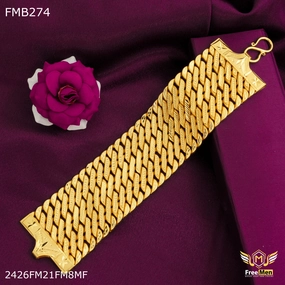 Exquisite Craft Freemen Three Line Broad goldne Bracelet For Men - FMB274