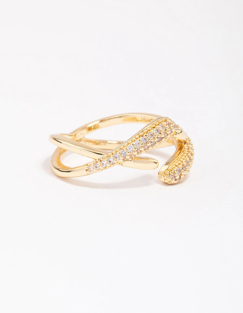 Stylish Sparkle Trendy Sparkle Gold Plated Pave Interlaced Ring