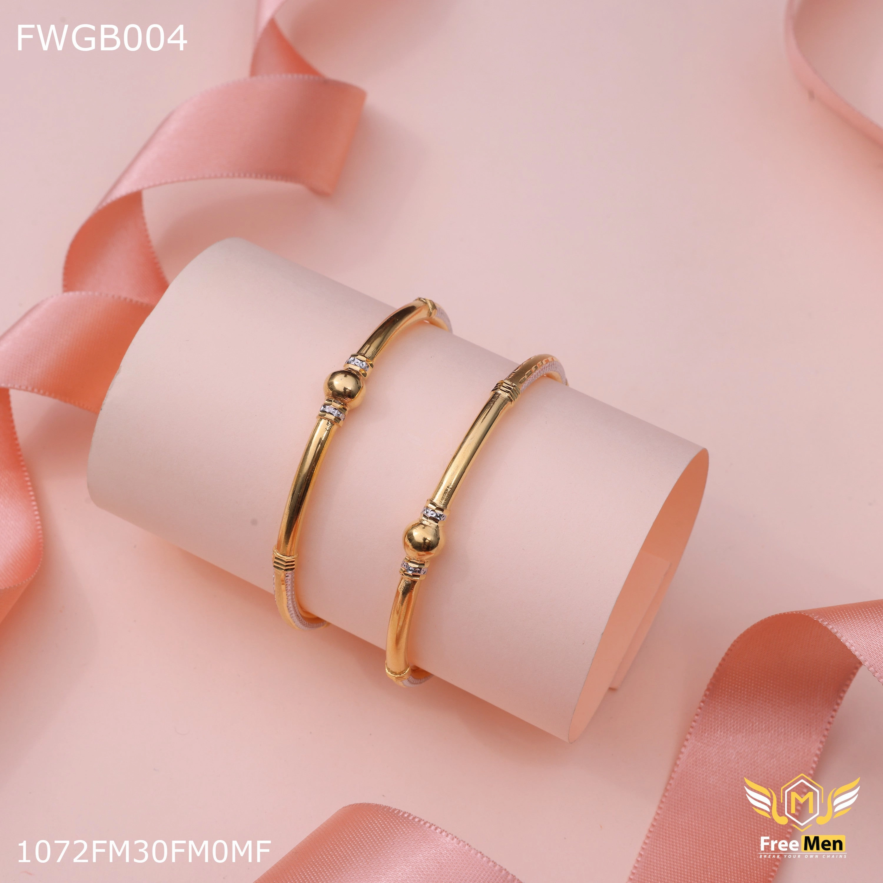 Gift Feature Freemen 1mg Ball Bangles woth rhodium gold plated for women - FWGB004