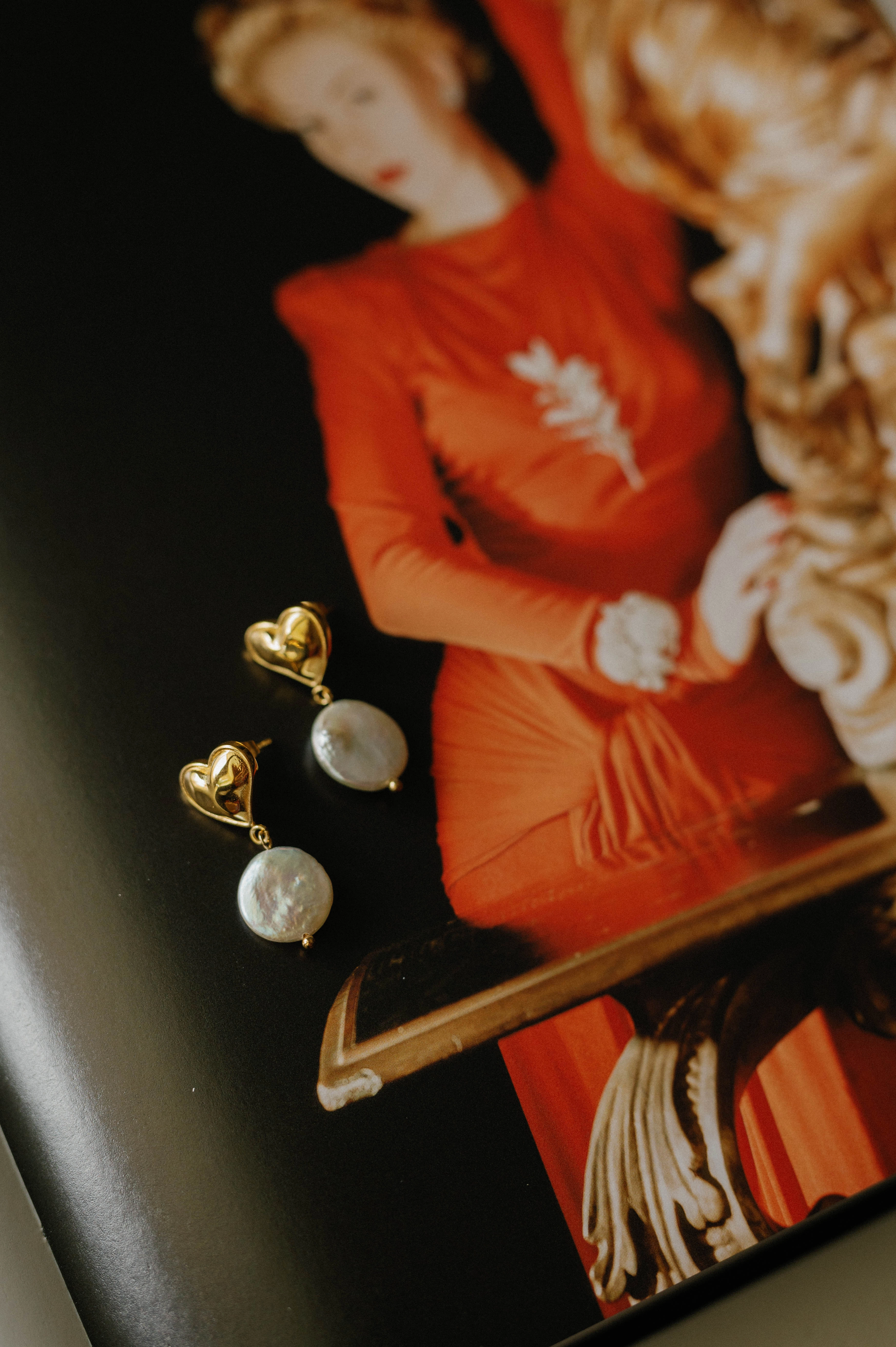 Baroque Pearl Heart Drop Earrings Vivid Charm Contemporary Edge