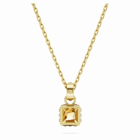 Creative Accent Shimmering Craft Swarovski Stilla pendant Square cut, Yellow, Gold-tone plated