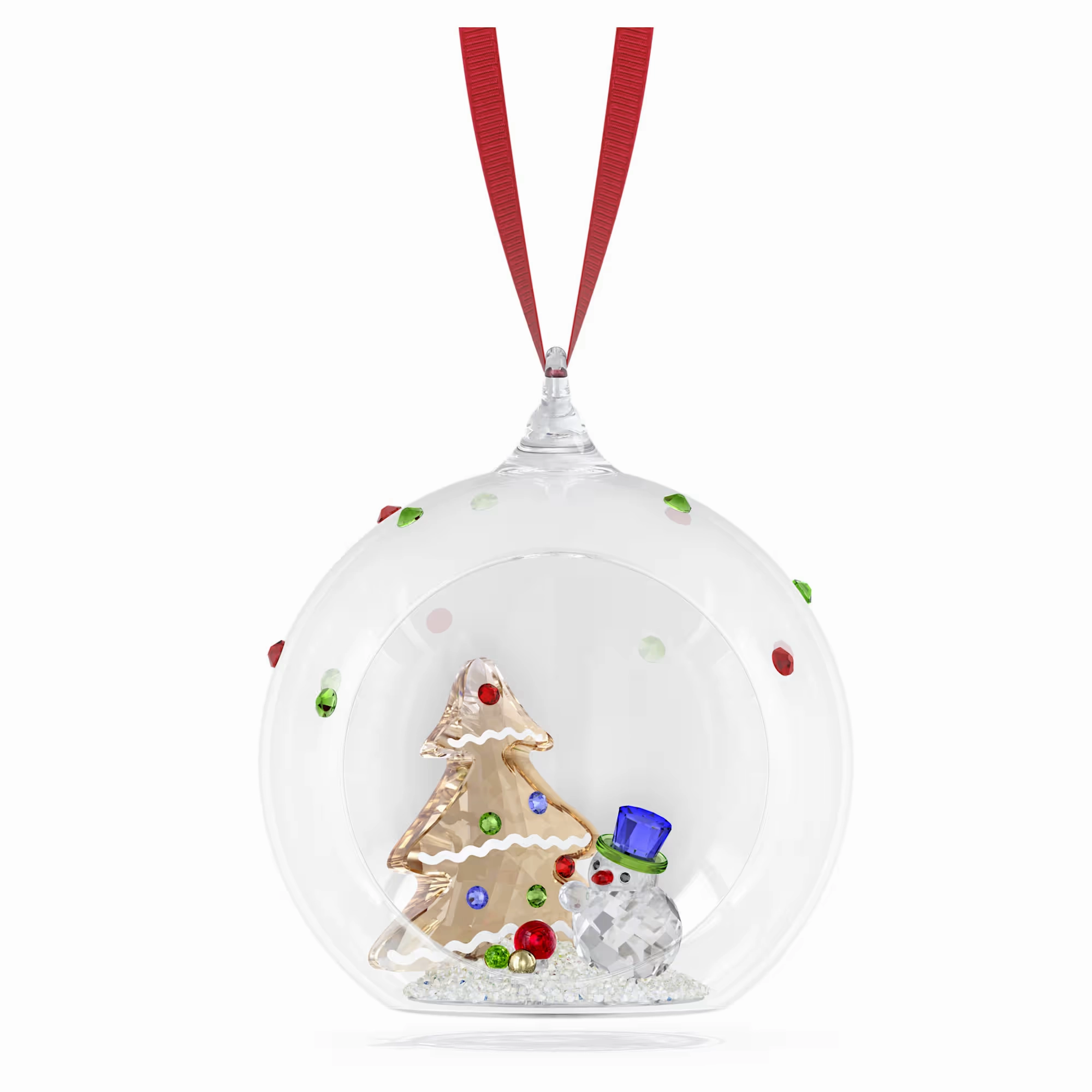 Lustrous Edge Delicate Design Swarovski Holiday Cheers Tree and Snowman Ball Ornament