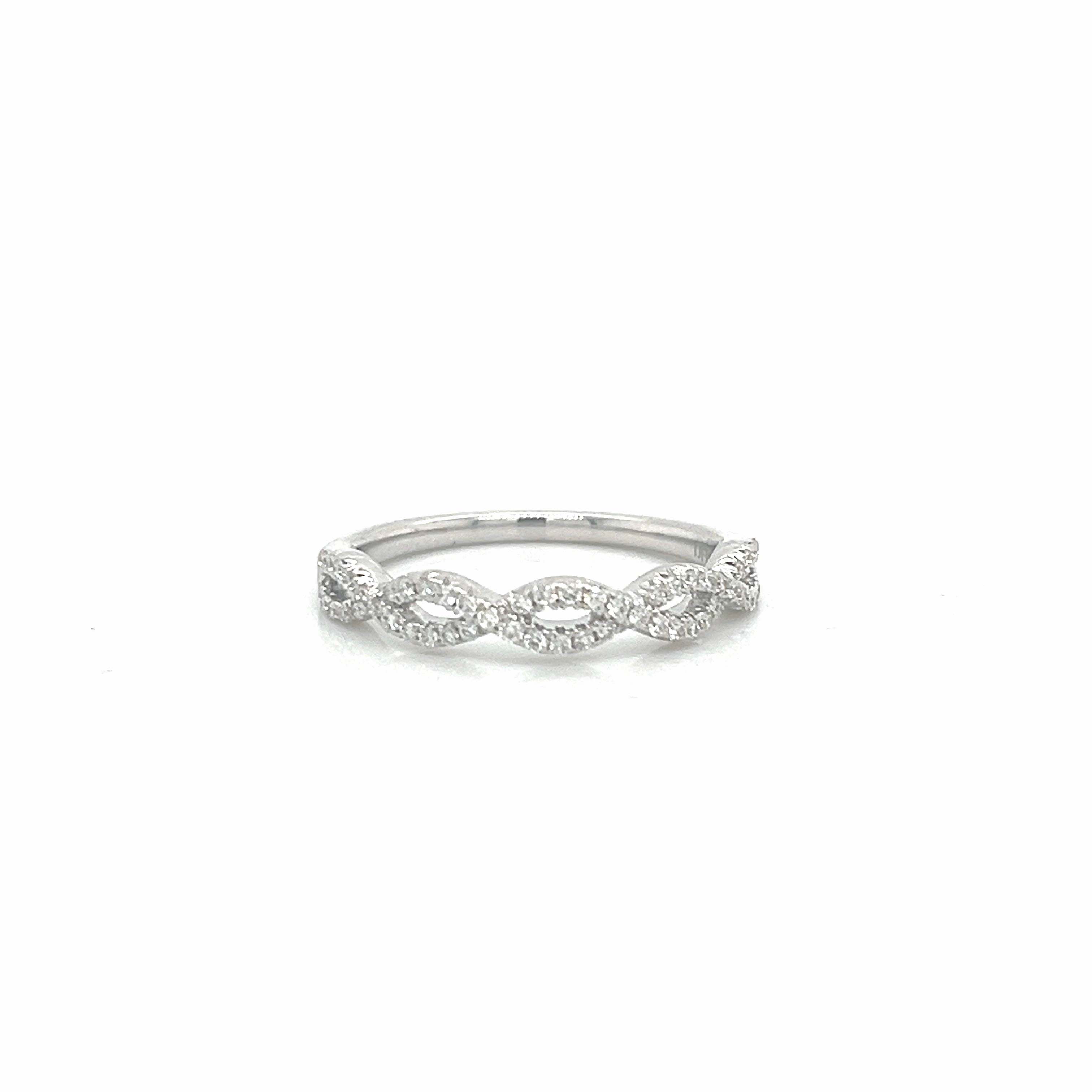 Half Anniversary Diamond Wedding Ring in 14K White Gold (0.25ctw) Adjustable For All Cool Spark