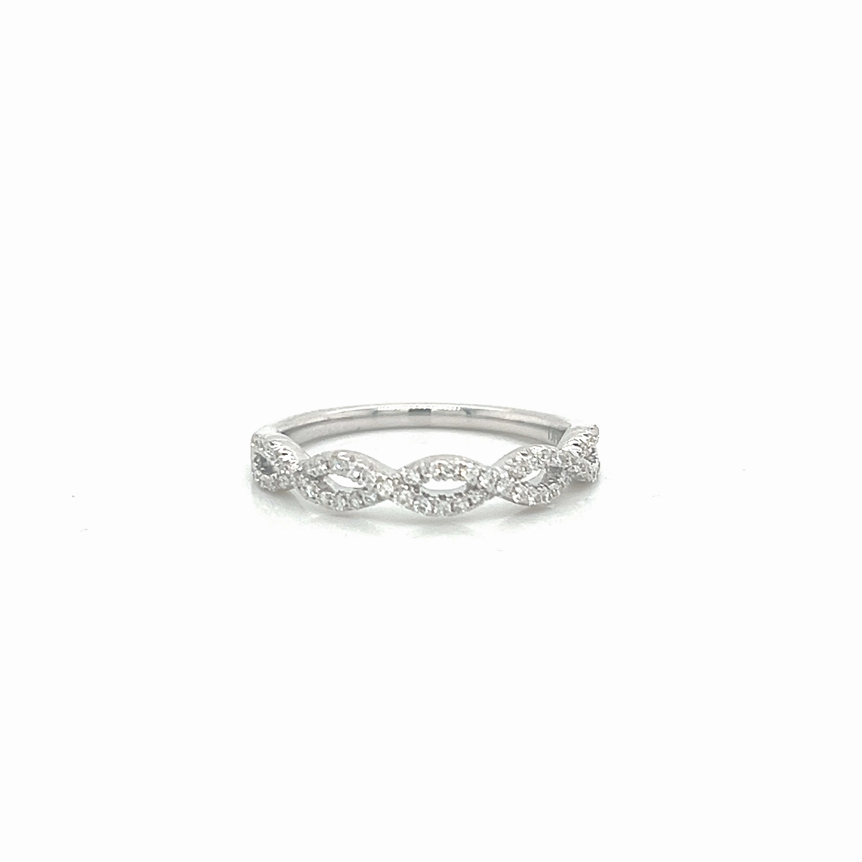 Simple Token Artistic Emblem Half Anniversary Diamond Wedding Ring in 14K White Gold (0.25ctw)