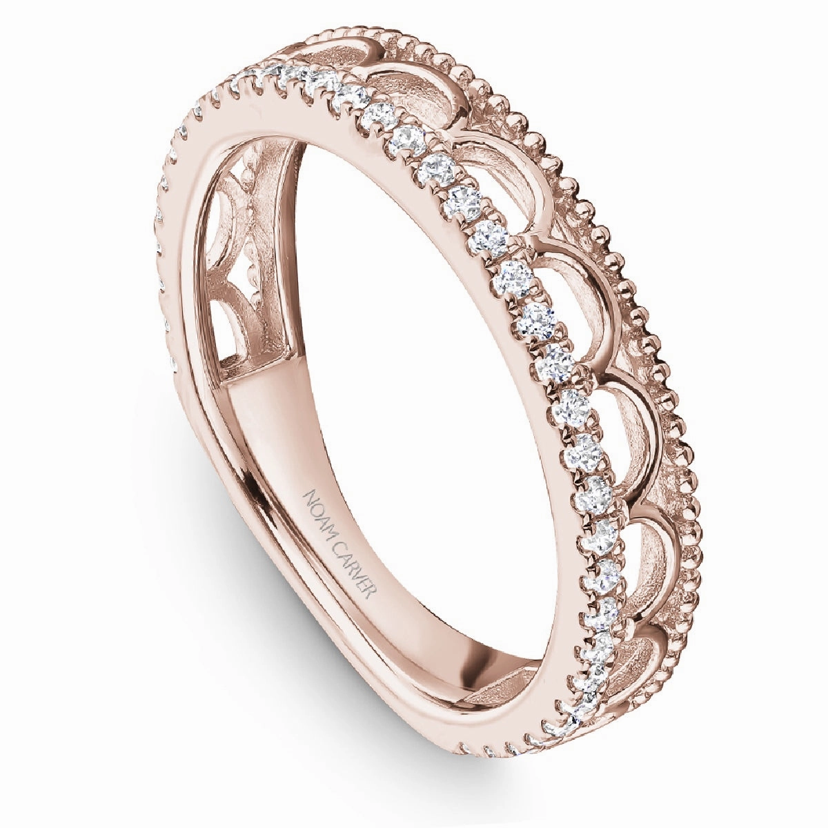Shock Proof Noam Carver Geometric Diamond Wedding Band in Rose Gold