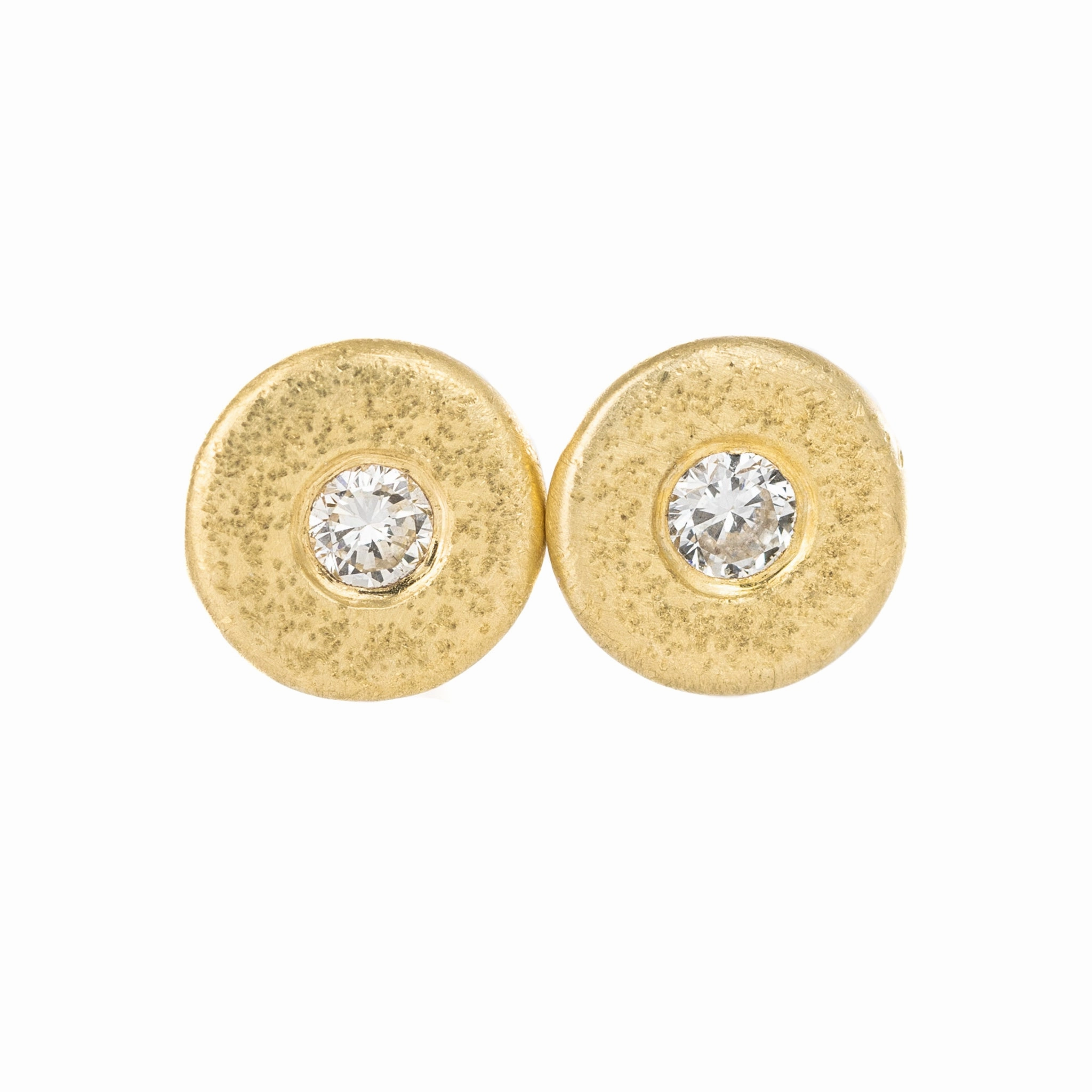 Versatile Piece Pebble Stud Earrings - 18k Gold, Oxidized Silver   Reclaimed Diamonds